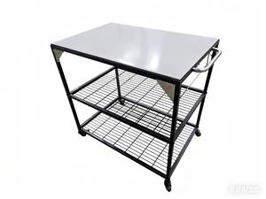 lot 1107 image: HWGckct Outdoor Pizza Oven Table for OutsideIndoor & Outdoor Cooking StationGrill Cart with WheelsMetal Work Table for Ooni,Blackstone Griddle - Retail $80