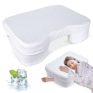 lot 1126 image: Haikfoam Side Sleeper Pillow with Arm Holes, Memory Foam Pillow for Neck & Shoulder & Cervical Pain Relief, Ergonomic Arm Holes Positioner Cooling Bed Pillows for Side Stomach Sleeping (White) - Retail $10,591