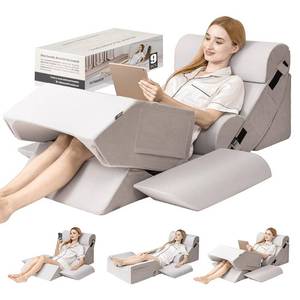 lot 1127 image: 9PCS Orthopedic Bed Wedge Pillow Set for After Surgery Recovery, Body Positioners for Back and Leg Pain Relief, Adjustable Memory Foam Comfort for Sitting up in Bed, Ideal for Adult Acid Reflux & GERD - Retail $107