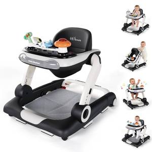 lot 1129 image: Baby Walker,4-Gear Height Adjustable Baby Walker with Wheels,5 in 1 Baby Activity Center,Music and Lights Bouncer Walker for Baby Boy 6-18 Months,Adjustable Speed Baby Push Walker - Retail $80
