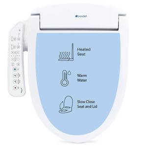 lot 1130 image: Brondell SE400-EW Swash SE400 Electric Bidet Toilet Seat With Heated Seat, Oscillating Stainless Steel Nozzle, Warm Air Dryer, Night Light, Gentle Close Lid, White Side Arm Control, Elongated - Retail $280