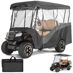 lot 1134 image: KEMIMOTO Golf Cart Enclosure, 4 Passenger Golf Cart Rain Cover, 600D Waterproof Driving Enclosure with Clear PVC Windshield for Extended Roof Golf Cart - Retail $130