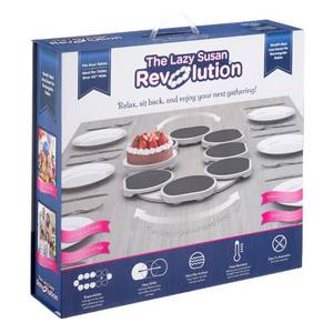 lot 1136 image: The Lazy Susan Revolution - Full Set - Dark Gray - The First Patented Lazy Susan Turntable Expandable for Rectangular & Oblong Tables - Kitchen & Dining Tables - Great Gift Parties & Gatherings. - Retail $110
