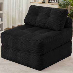 lot 1151 image: HABUTWAY Folding Sofa Bed, Convertible Sleeper Chair Bed wDual-Pillow & Handle, Foldable Floor Sofa Lounge wBack Support for Living Room, Bedroom, Apartment, Office, Single, Black - Retail $89