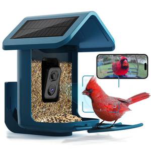 lot 1170 image: Bird Feeder with Camera Solar Powered  Smart Camera Bird Feeder 2K Live Feed Cam for Outdoor Backyard - Ai Identify Auto Capture Videos Pictures, Gifts for Birdlover Mom Dad, 2.4GHz WiFi - Retail $210