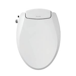 lot 1180 image: Brondell Bidet Toilet Seat Non-Electric Swash Ecoseat, Fits Elongated Toilets, White - Dual Nozzle System, Ambient Water Temperature - Bidet with Easy Installation - Retail $90