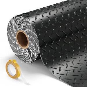 lot 1185 image: 8.2x20   Garage Floor Mat, 1mm Thickened Heavy Duty Rubber Mats for Under Car, Diamond Plate Garage Mat - Retail $225