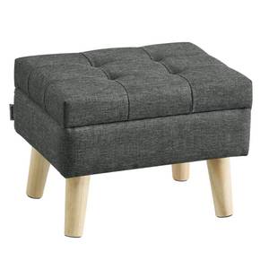 lot 1217 image: SONGMICS Storage Ottoman, Foot Stool, Ottoman with Padded Seat, Foot Rest with Wood Legs, Small Table, for Hallway, Living Room, 11.8 x 15.7 x 11.4 Inches, Linen-Look Fabric, Slate Gray ULOM517GN01 - Retail $37