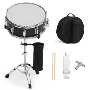 lot 1221 image: 14 x 5.5in Snare Drum Set for Beginners �� Student Practice Drum with Drumsticks, Bag, Strap,r �� Black Snare for Drum Set or Solo Use - Retail $48