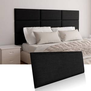 lot 1245 image: Greymond Upholstered Wall Mounted Headboard, Acoustic Panel, Peel and Stick Wall Padding, Black Dorm Towel Fabric, 4-Pack - Retail $50
