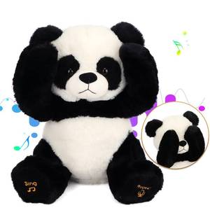 lot 1246 image: Cuteoy Peek A Boo Panda Bear Plush Toy Interactive Electric Stuffed Animal Repeats What You Say Singing Talking Musical Plushies Gifts for Christmas Birthday 11 - Retail $30