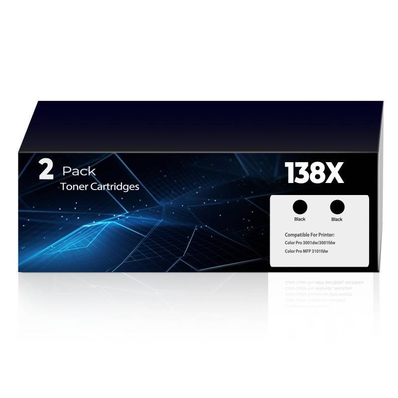 lot 43680 image: 138X Black Toner Cartridge Pro 3101fdw 3101sdw 3001dw Toner, Compatible for HP 138X 138A W1380A W1380X Black LaserJet Toner Cartridges for LaserJet MFP 3101fdw 3101sdw Pro 3001dw 3001fdw 2-Pack - Retail $247