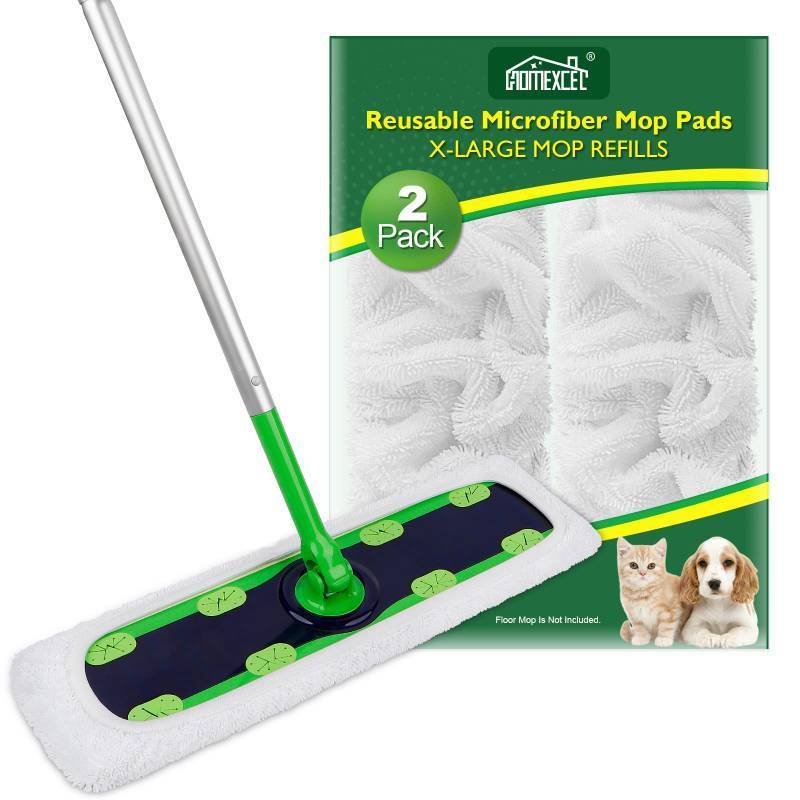 lot 43725 image: Reusable Microfiber X-Large Mop Pads Compatible with Swiffer XL Sweeper, Washable Wet Floor Cleaning Mop Head Pads Refills for Household Cleaning, Pack of 2
