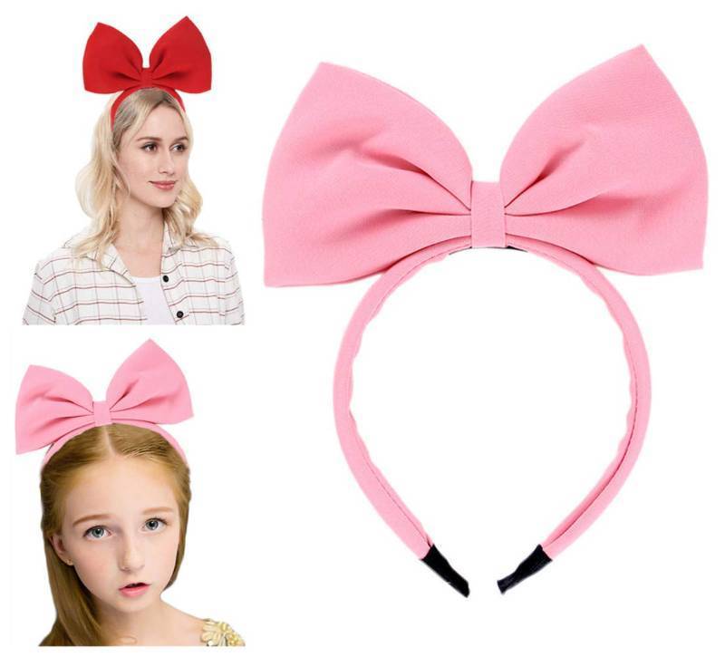 lot 43726 image: Women Big Bows Headbands Bow Headband Hairbands for Women Girls Bow Hair Hoop Birthday Halloween Christmas Party Costume Accessories Gifts Pink 1Pcs - Retail $9
