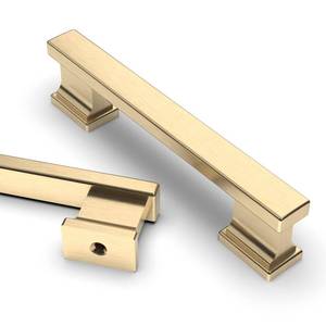 lot 43740 image: 10 Pack 3.75 Inch(96mm) Brushed Brass Kitchen Cabinet Handles, Cabinet Pulls Kitchen Cabinet Hardware for Cupboard Drawer Pulls - Retail $41