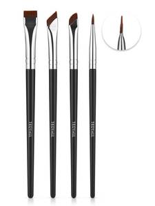lot 43749 image: Eyeliner Brush Set, 4 PCS Ultra Thin Slanted Angled Precision Fine Point Eyeliner Brush, Flat Eyebrow Brush - Retail $5