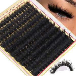 lot 43768 image: Volume Lash Clusters with Spiky Manga Lash Clusters 300D Eyelash Clusters 10-18MM Thick Wispy D Curl Cluster Eyelash Extensions 3D Fluffy Cluster Eyelash Extensions by FANXITON - Retail $9