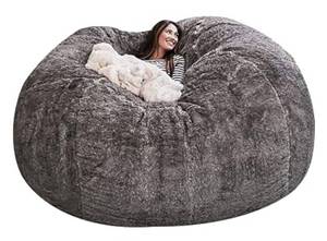 lot 43779 image: Big Huge Giant Bean Bag Chair for Adults, (No Filler) Bean Bag Chair for Adults Kids Comfy Fluffy Giant Round Beanbag Lazy Sofa Cover- Machine Washable Covers, Double Stitched Seams - Retail $88