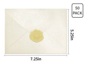 lot 43780 image: 50 PCS Pearl Ivory A7 Envelopes Shimmering 5x7 Envelopes for Invitations, Great for Wedding Invitation Cards, Birthday RSVP, Graduation, Baby Shower 5.25 x 7.25 inches (Envelopes) - Retail $9