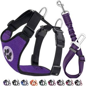 lot 43797 image: Dog Seat Belt for Car, Adjustable Dog Car Harness for Large Medium Small Dogs, Soft Padded & Breathable Mesh Dog Seatbelt with Car Vehicle Connector Strap (Purple, Small). - Retail $14