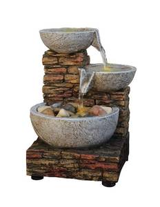 lot 43803 image: Natures Mark 6 H Cascading Bowl and Brick LED Fountain (Adapter Included Free) - Retail $30