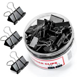 lot 43804 image: Binder Clips, 48 Pcs Medium Binder Clips, Kalerr Black Binder Clip Medium, 1.25 Inches Office Clip with Container, Paper Binder Clip Office Supplies, Paper Clamps Bulk for Office, Home, School - Retail $8