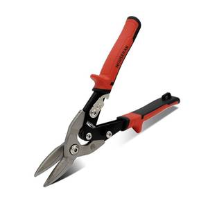 lot 43814 image: 10 Inch Aviation Tin Snips, Regular Straight Cut, Heavy Duty CR-MO Metal Cutter with Double Lever, Scale Markings & Safety Lock, Shears Scissors for Cutting Metal Sheet - Retail $18