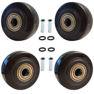 lot 43825 image: PU Caster Wheels 2.5 Durable Replacement Rollers for Laundry Carts, Hand Trucks & Cargo Elevators Smooth Rolling 4 Pack with 38 Axle Bearings - Retail $18