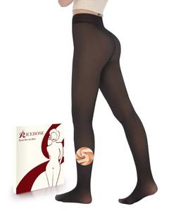 lot 43845 image: Fleece Lined Tights Women - Sheer Black Thermal Leggings Thick Warm Pantyhose Fake Translucent Dress for Cold Winter - Retail $10