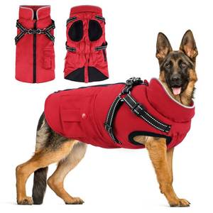 lot 43869 image: Dog Winter Coat with Harness Built-in  Waterproof Dog Jacket with Zipper & Fleece Lining  Reflective Cold Weather Coat for Small Medium Large Dogs - Retail $26