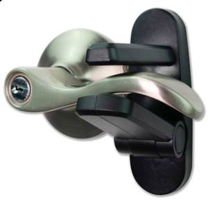 lot 43870 image: Door Lever Lock (2 Pack) Prevents Toddlers from Opening Doors. 3.25 L  1.5 W  4.5 H Easy One Hand Operation for Adults. Durable ABS with 3M Adhesive Backing. Simple Install, Black - Retail $13