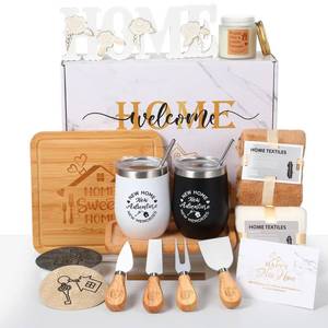 lot 43879 image: Housewarming Gifts New House -19 Pcs Closing Gifts for Couple Friend Women Men Home Buyers, House Warming Basket for New Houses Apartment Kitchen Presents(Marbling, White) - Retail $37