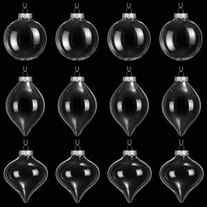 lot 43880 image: 12 Pcs Clear Glass Christmas Ball Ornaments Set 3.15 Hanging Shatterproof Glass Bulbs for Christmas Tree Baubles Bulk for Holiday Xmas Tree Decorations Gifts - Retail $27