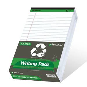 lot 43882 image: White Legal Pads Writing Pads 600 Sheets Recycled Paper, 8.5x14 Wide Ruled Lined Paper Perforated 50 sheets Hard Back Notepads Large Legal Pad Writing Tablet For Office Supplies (White 11 pads) - Retail $28