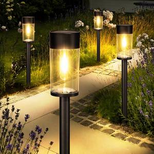 lot 43885 image: 7 Pack Solar Pathway Lights Outdoor, Bright Solar Garden Lights with Metal Design P65 Waterproof, Auto OnOff, 3000K LED Landscape Lighting for Yard, Lawn, Walkway, Driveway, Patio Decor - Retail $34