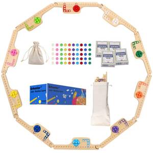 lot 43888 image: 10 Players Marbles and Jokers Board Game Pegs and Jokers Card Wood Game Board Portable Multiplayer Boards Include 10 Colored Marbles 4 Boxes of Card - Retail $56