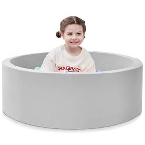lot 43902 image: Foam Ball Pit, 35.4x 11.8 Ball Pits for Toddlers, Soft Round Kiddie Baby Playpen Ball Pool for Kids, Ideal Gift for Babies Indoor and Outdoor Game, Grey, (Balls not Included) - Retail $46