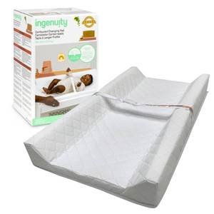lot 43904 image: Ingenuity Contoured Changing Pad Includes Waterproof Changing Liner and Safety Fastening Strap with Quick-Release Buckle - Retail $19