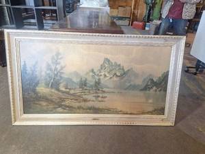 lot 601 image: Mountain Mist by Widmer - Framed Landscape Painting