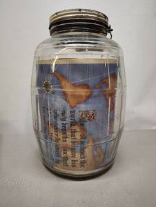lot 405 image: Decorative Glass Storage Jar with Script or Map Inside