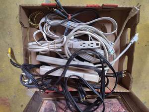 lot 418 image: Large Bundle of Various Cords and Surge protectors