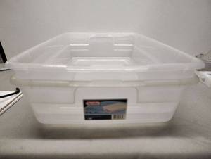 lot 421 image: Set of 2 Clear 28Quart totes without Lids