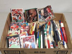 lot 436 image: Collection of Writing Pens and Kansas City Chiefs Football Cards
