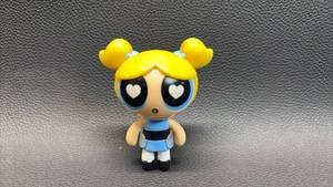 lot 116 image: Powerpuff Girls Bubbles Action Figure with Steady Stand. Spin Master Manufactured with Rare Heart Eyes