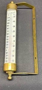 lot 124 image: L. L. Bean Brass Frame Thermometer