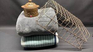 lot 136 image: Fleece Blankets Grey and Hudson Bay Stripe by Better Homes and Gardens Wire Basket with Hanging Straps and Wax Warmer