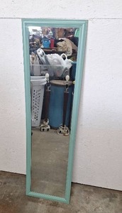 lot 204 image: Full Length Wall Mirror with Mint Green Frame.