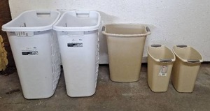 lot 211 image: NEW Laundry Hampers & Trash Cans