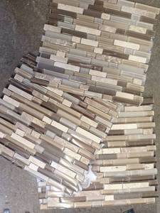 lot 219 image: Linear Glass Stone & Glass Tile (2) 12 by 12 Inch Sheets