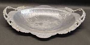 lot 64 image: 12 INCH Rodney Kent Hammered Aluminum Serving Tray in the Tulip Pattern